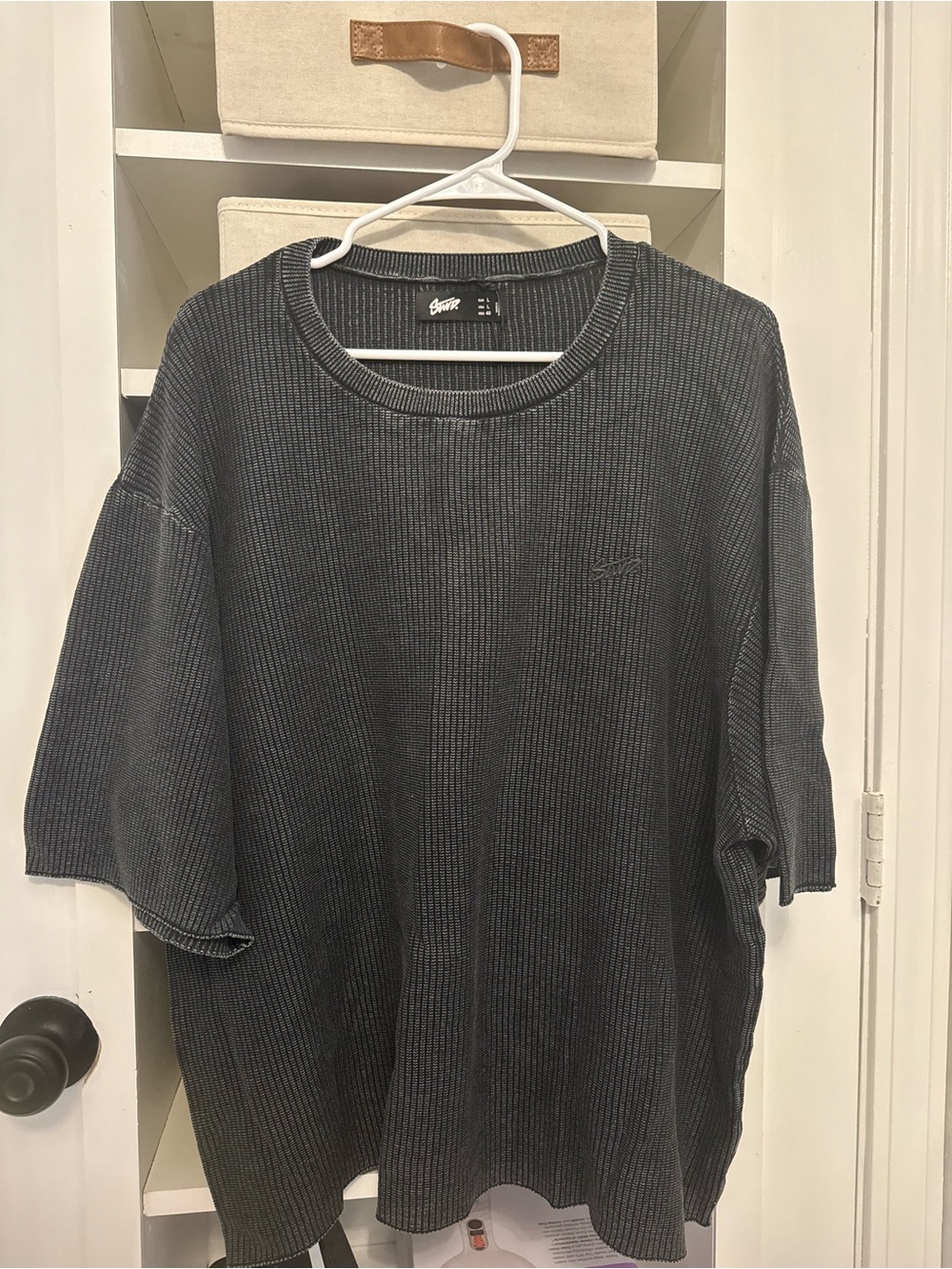 Stussy Men's Ribbed Crewneck - Charcoal, purchased in Paris.